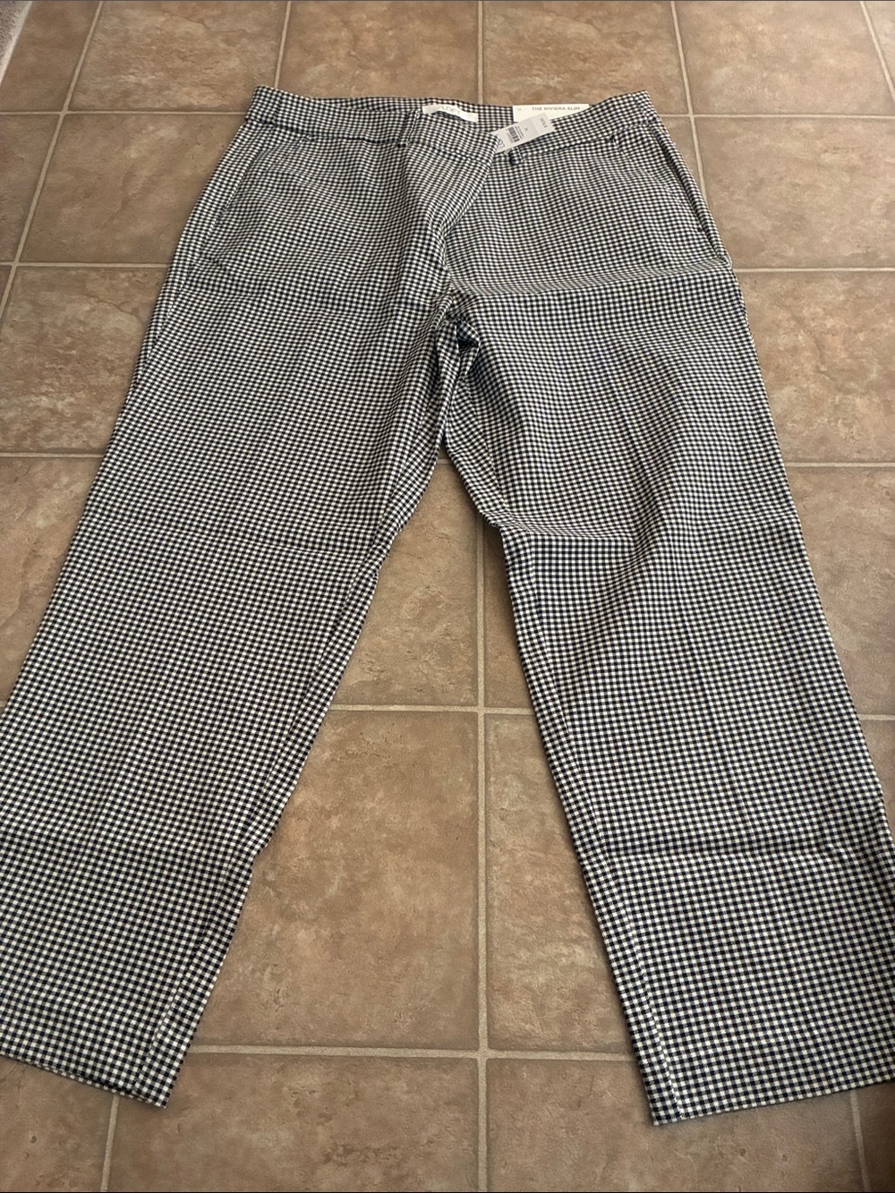 LOFT Black and White Gingham Chinos